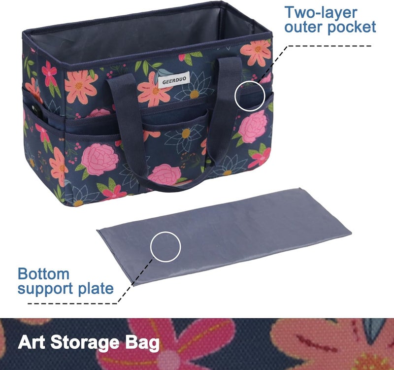 JLDTOP Store Craft Organizer Tote Bag Art Caddy with Multi-Pockets for Office Supplies Scrapbooking Sewing Storage - Image 5